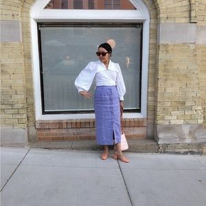 [Maison Cleo] White Cropped Wrap Blouse